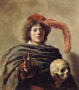 Frans Hals Young Man Holding a Skull painting